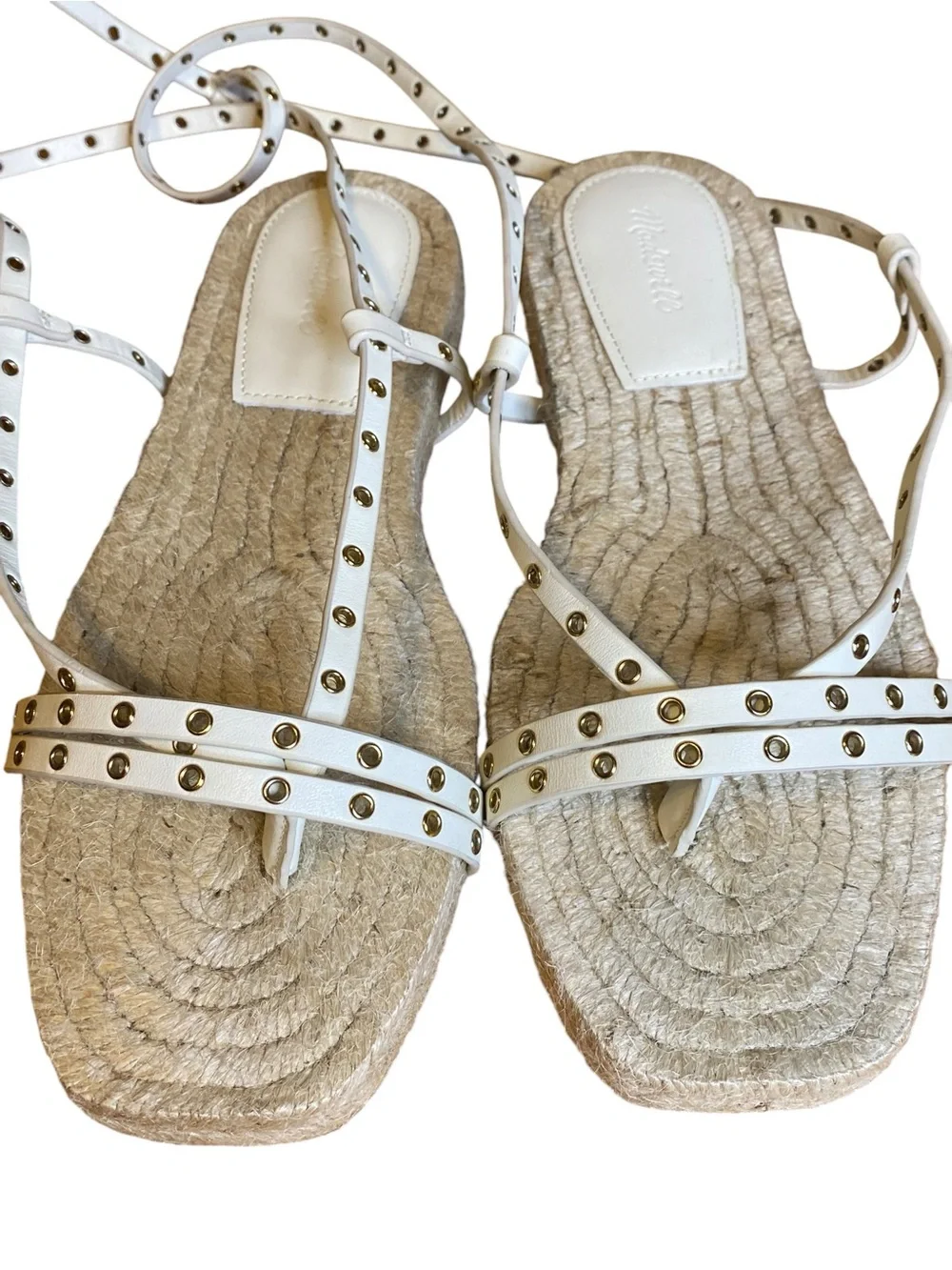 Madewell Mira White Espadrille Beachy Sandals Women’s Size 8